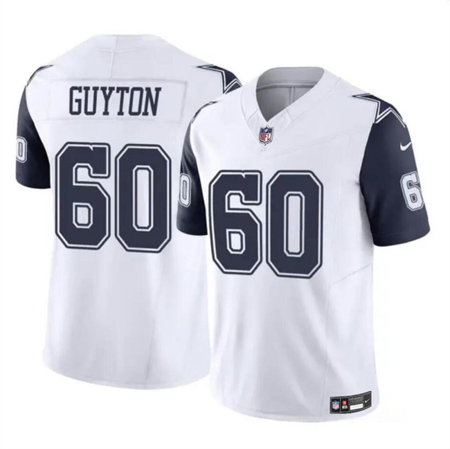 Men's Dallas Cowboys #60 Tyler Guyton White 2024 Draft F.U.S.E Color Rush Limited Football Stitched Jersey - Click Image to Close